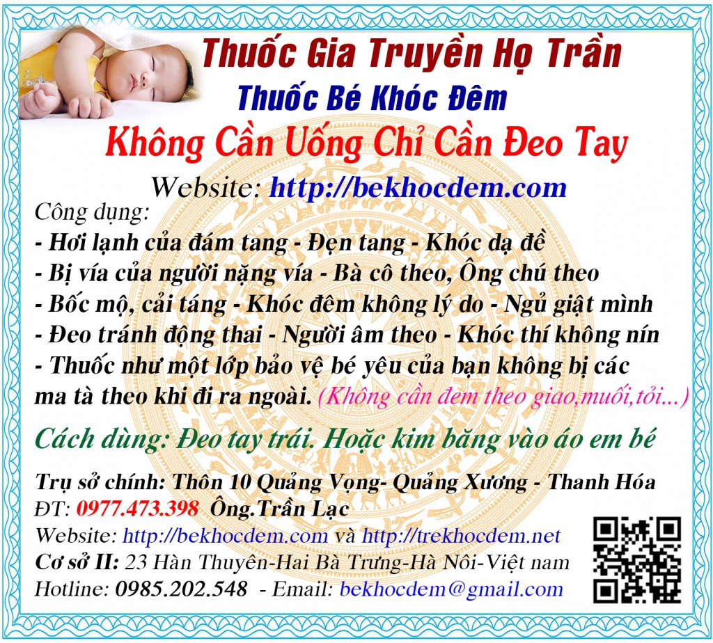 TRẦN LẠC ĐẶC TRỊ TRẺ KHÓC ĐÊM, KHÓC DẠ ĐỀ, SÀI ĐẸN HƠI LẠNH | TRANLAC.COM