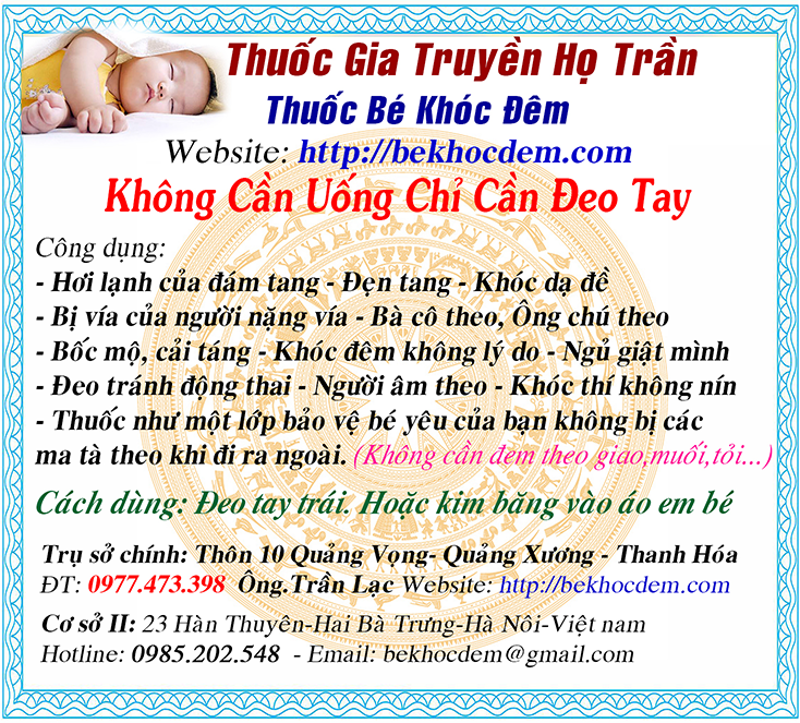 TRẦN LẠC ĐẶC TRỊ TRẺ KHÓC ĐÊM, KHÓC DẠ ĐỀ, SÀI ĐẸN HƠI LẠNH | TRANLAC.COM