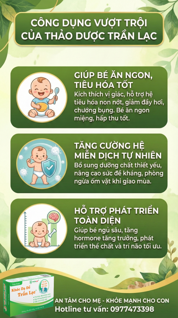 TRẦN LẠC ĐẶC TRỊ TRẺ KHÓC ĐÊM, KHÓC DẠ ĐỀ, SÀI ĐẸN HƠI LẠNH | TRANLAC.COM